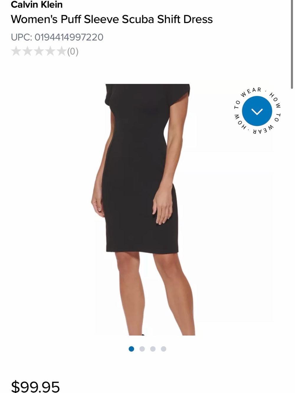 Calvin Klein Black Puff Sleeve Scuba Shift Dress